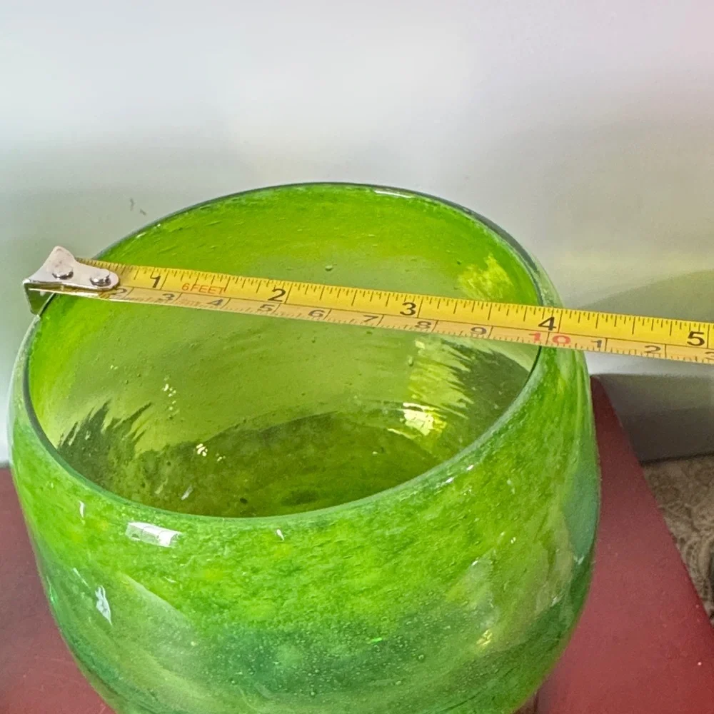 Vintage Set of hand Blown Glass Brandy Snifter Stemmed Green Glass